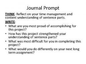 Journal Prompt THINK Reflect on your time management