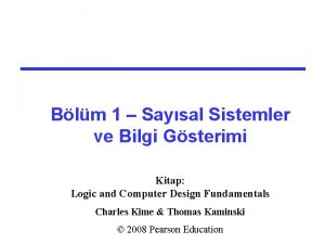 Blm 1 Saysal Sistemler ve Bilgi Gsterimi Kitap