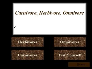 Carnivore Herbivore Omnivore Herbivores Omnivores Carnivores Test Yourself