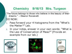 Chemistry 91613 Mrs Turgeon The future belongs to