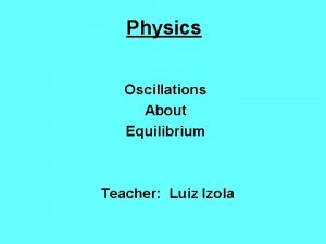 Physics Oscillations About Equilibrium Teacher Luiz Izola Chapter