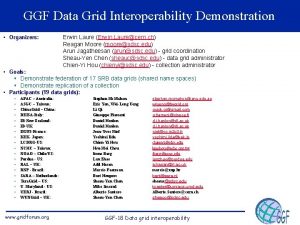 GGF Data Grid Interoperability Demonstration Organizers Erwin Laure