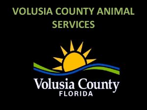 VOLUSIA COUNTY ANIMAL SERVICES MISSION STATEMENT The Animal