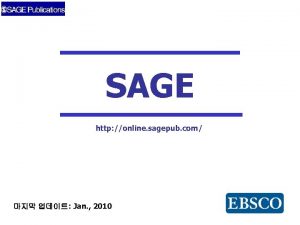 SAGE http online sagepub com Jan 2010 SAGE