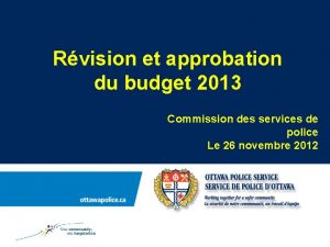 Rvision et approbation du budget 2013 Commission des