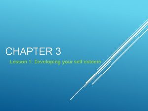 CHAPTER 3 Lesson 1 Developing your self esteem