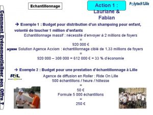 Echantillonnage Action 1 Lauriane Fabian Exemple 1 Budget