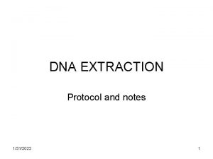 DNA EXTRACTION Protocol and notes 1312022 1 Introduction