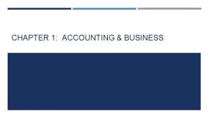 CHAPTER 1 ACCOUNTING BUSINESS WHAT IS ACCOUNTING Accounting