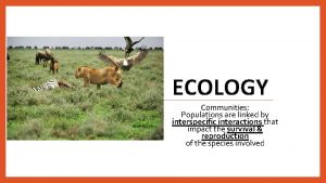 ECOLOGY Communities Populations are linked by interspecific interactions