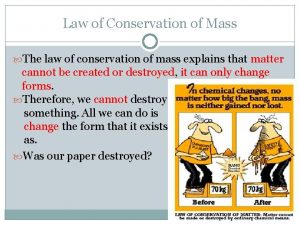 Law of Conservation of Mass The law of