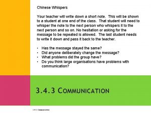 Chinese Whispers Your teacher will write down a