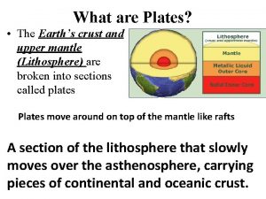What are Plates The Earths crust and upper