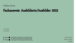 OnlineEvent Fachausweis AusbilderinAusbilder 2023 10 Mai 2021 12