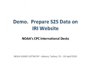 Demo Prepare S 2 S Data on IRI