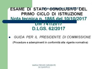 anno CONCLUSIVO scolastico 20162017 DEL ESAME DI STATO