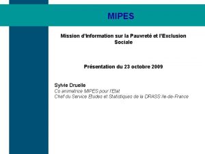 MIPES Mission dInformation sur la Pauvret et lExclusion