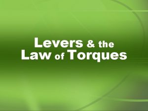 Levers the Law of Torques Lever A lever