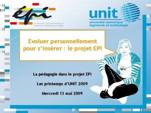 Evoluer personnellement pour sinsrer le projet EPI La