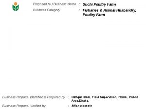 Proposed NU Business Name Suchi Poultry Farm Business