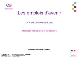 Les emplois davenir CCREFP 20 novembre 2013 Donnes