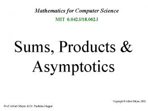 Mathematics for Computer Science MIT 6 042 J18