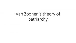 Van Zoonens theory of patriarchy Patriarchy definition A