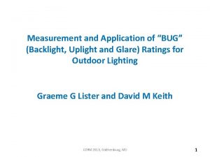 Measurement and Application of BUG Backlight Uplight and