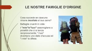 LE NOSTRE FAMIGLIE DORIGINE Cosa succede se ciascuno