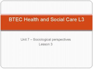 BTEC Health and Social Care L 3 Unit