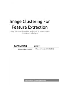 Image Clustering For Feature Extraction Using Kmean Clustering