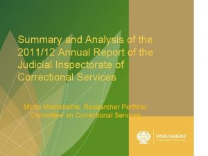 Summary and Analysis of the 201112 Annual Report