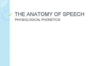 THE ANATOMY OF SPEECH PHYSIOLOGICAL PHONETICS 1 Larynx