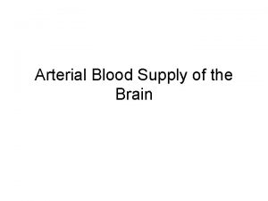 Arterial Blood Supply of the Brain Arterial Blood