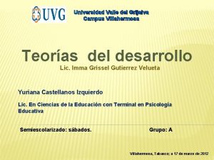 Universidad Valle del Grijalva Campus Villahermosa Teoras del