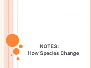 NOTES How Species Change MUTATION any change in