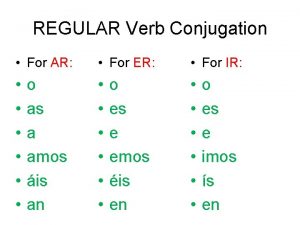 REGULAR Verb Conjugation For AR For ER For