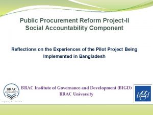 Public Procurement Reform ProjectII Social Accountability Component Reflections