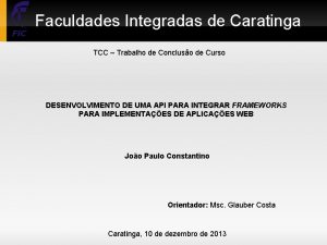 Faculdades Integradas de Caratinga TCC Trabalho de Concluso