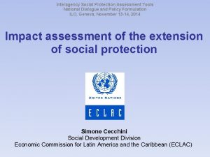 Interagency Social Protection Assessment Tools National Dialogue and