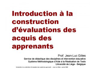 Introduction la construction dvaluations des acquis des apprenants