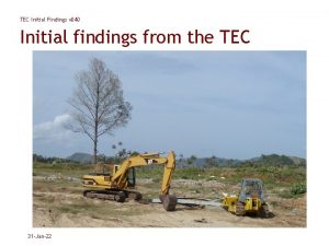 TEC Initial Findings v 040 Initial findings from