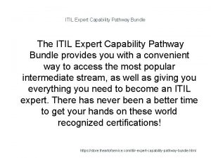 ITIL Expert Capability Pathway Bundle The ITIL Expert