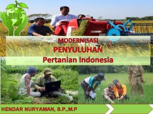 MODERNISASI PENYULUHAN Pertanian Indonesia HENDAR NURYAMAN S P
