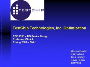 Test Chip Technologies Inc Optimization CSE 4395 MS