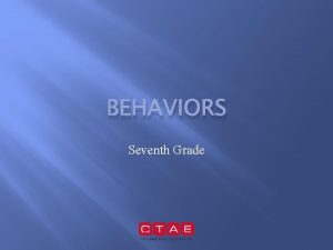 BEHAVIORS Seventh Grade Types of Behaviors Acceptable Behaviors