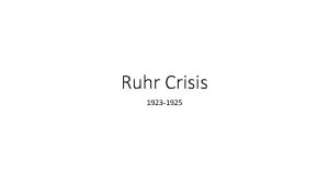 Ruhr Crisis 1923 1925 Context Contextual information Ruhr