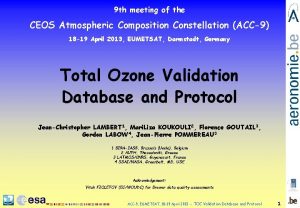 9 th meeting of the CEOS Atmospheric Composition
