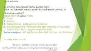 question below In a CCECJ paragraph answer the