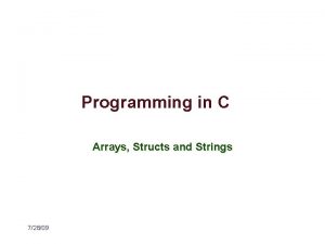 Programming in C Arrays Structs and Strings 72809